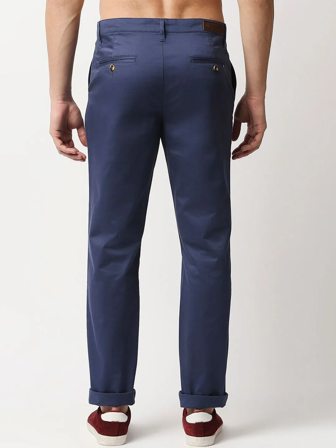 Thomas Scott Men Blue Easy Wash Smart New Millennium Fit Regular Chinos Trousers