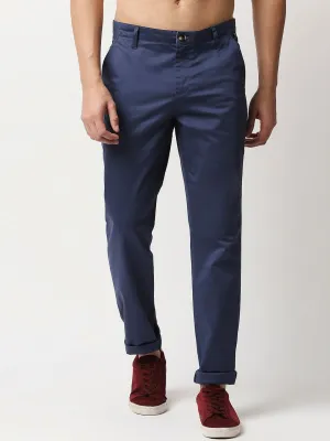 Thomas Scott Men Blue Easy Wash Smart New Millennium Fit Regular Chinos Trousers