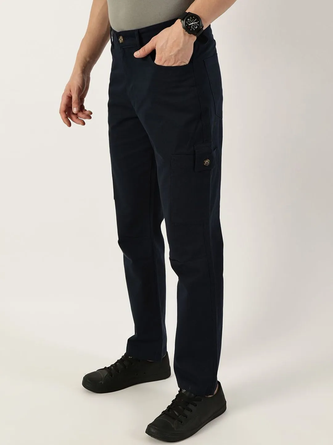 Thomas Scott Men Smart Slim Fit Mid-Rise Easy Wash Cargos