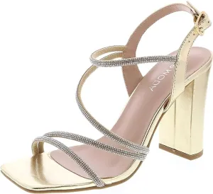 TOP Moda Women's Open Toe Chunky High Heel Ankle Strap Rhinestone Sandals