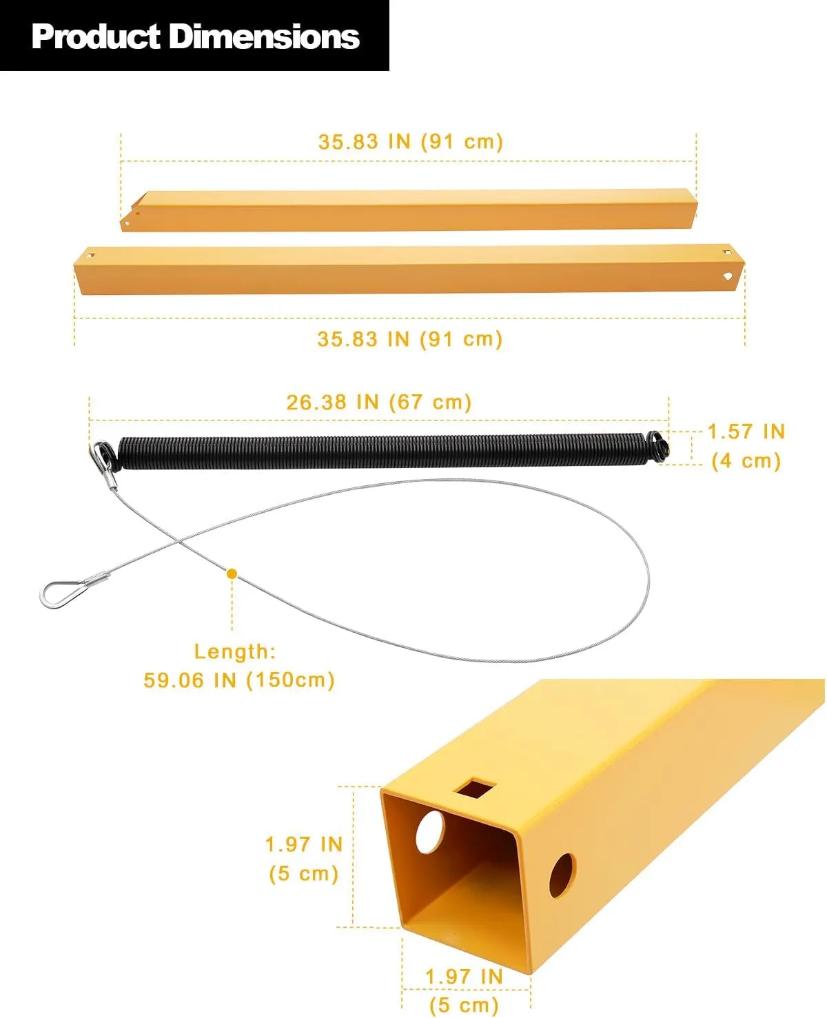 Trailer Gate Lift Assist (Upgrade), 2-Sided Trailer Tailgate Lift Assist Kit, Compatible with Utility Trailer Ramp and Tailgate, w/ 12 to 24 Inch Height Side Rail, 4 to 6 Feet Height Ramp, w/ Spring