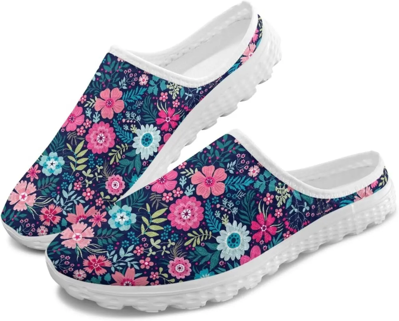 Tropical Flora Women's Arch Support Mule Garden Shoes Slip On Loafers Breathable Summer Barefoot Walking Flat