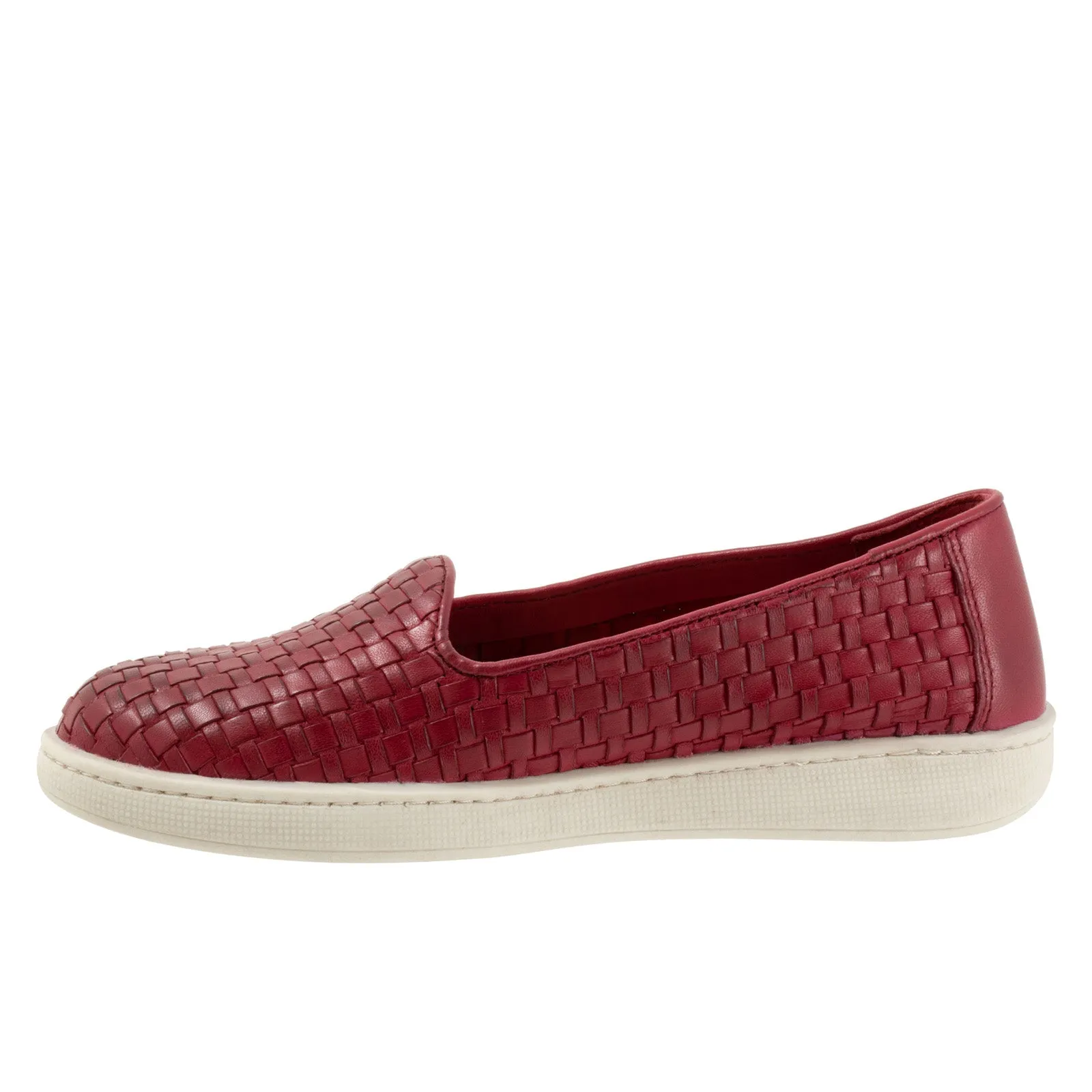 Trotters Adelina T2300-642 Womens Red Narrow Leather Loafer Flats Shoes
