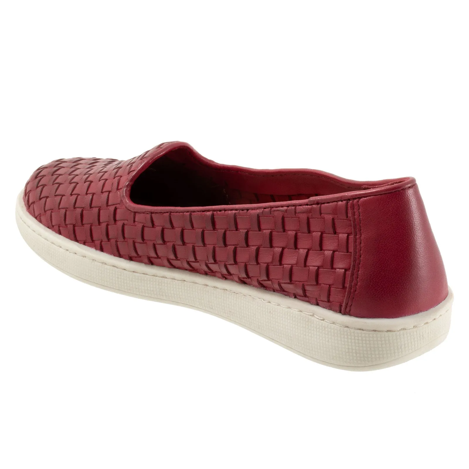 Trotters Adelina T2300-642 Womens Red Narrow Leather Loafer Flats Shoes