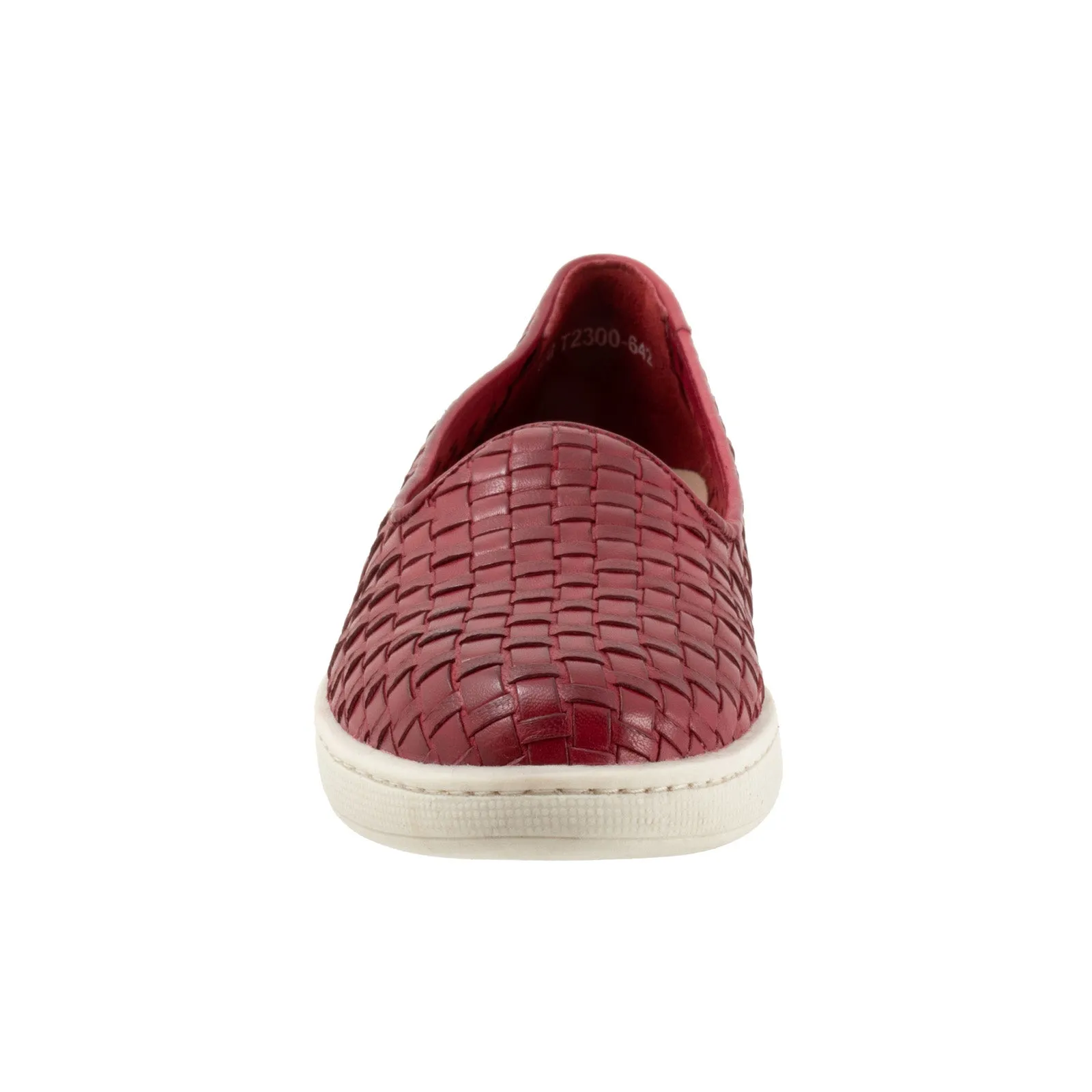 Trotters Adelina T2300-642 Womens Red Narrow Leather Loafer Flats Shoes