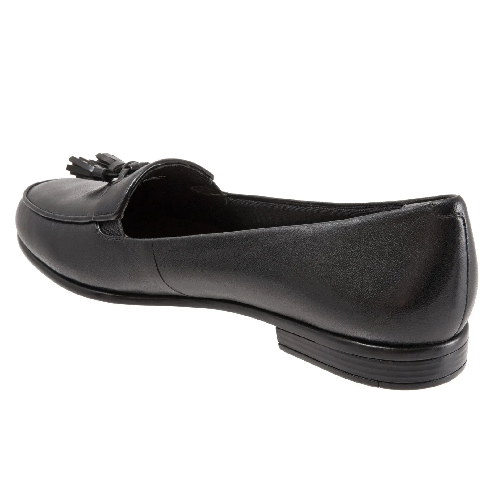 Trotters Leana T1267-001 Womens Black Wide Leather Loafer Flats Shoes