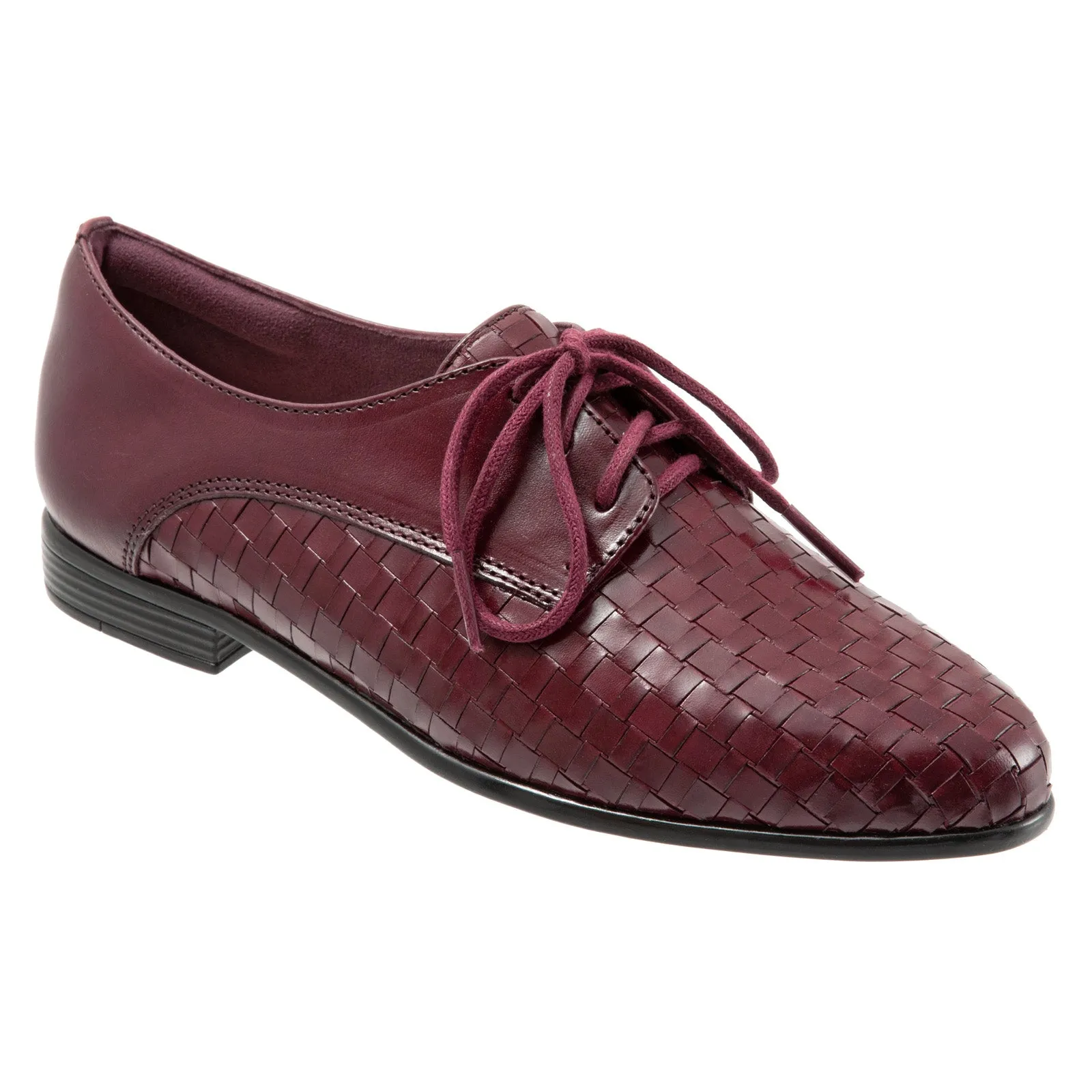 Trotters Lizzie T1858-755 Womens Burgundy Narrow Leather Loafer Flats Shoes