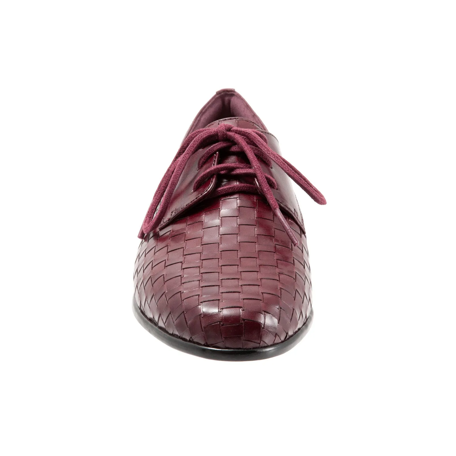 Trotters Lizzie T1858-755 Womens Burgundy Narrow Leather Loafer Flats Shoes