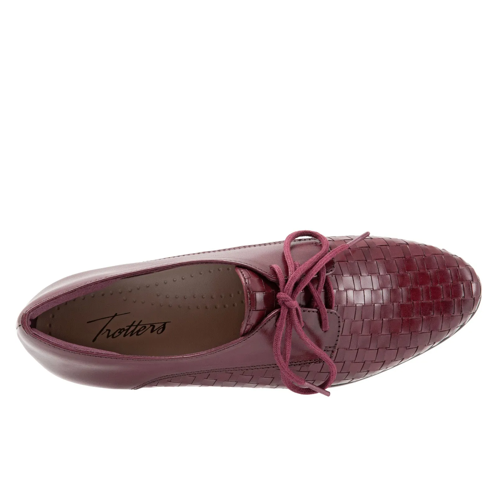 Trotters Lizzie T1858-755 Womens Burgundy Narrow Leather Loafer Flats Shoes