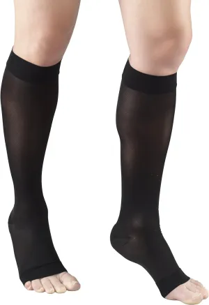 Truform Sheer Compression Stockings, 15-20 mmHg, Women's Knee High Length, Open Toe, 20 Denier, Black, Medium