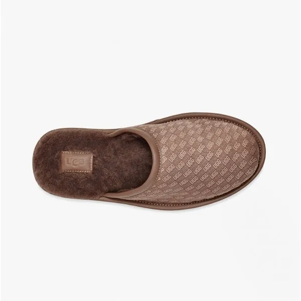UGG SCUFF LOGO JACQUARD Mens Mule Slippers Chestnut