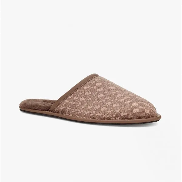 UGG SCUFF LOGO JACQUARD Mens Mule Slippers Chestnut