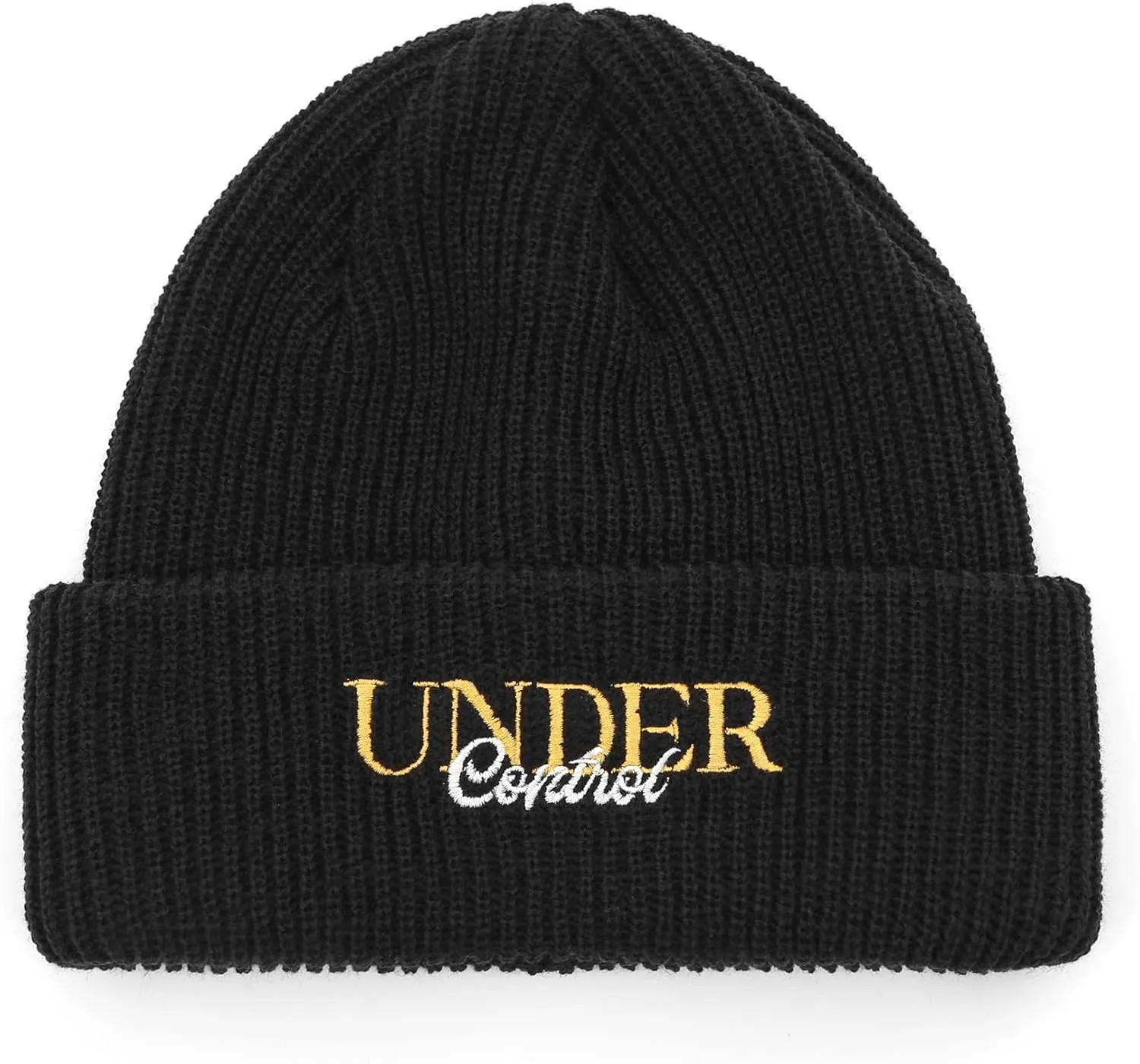 UNDERCONTROL Logo Label Patch Unisex Fall Winter Short Thick Cuffed Rollup Warm Beanie Korea Trawler Fisherman Knit Skull Hat
