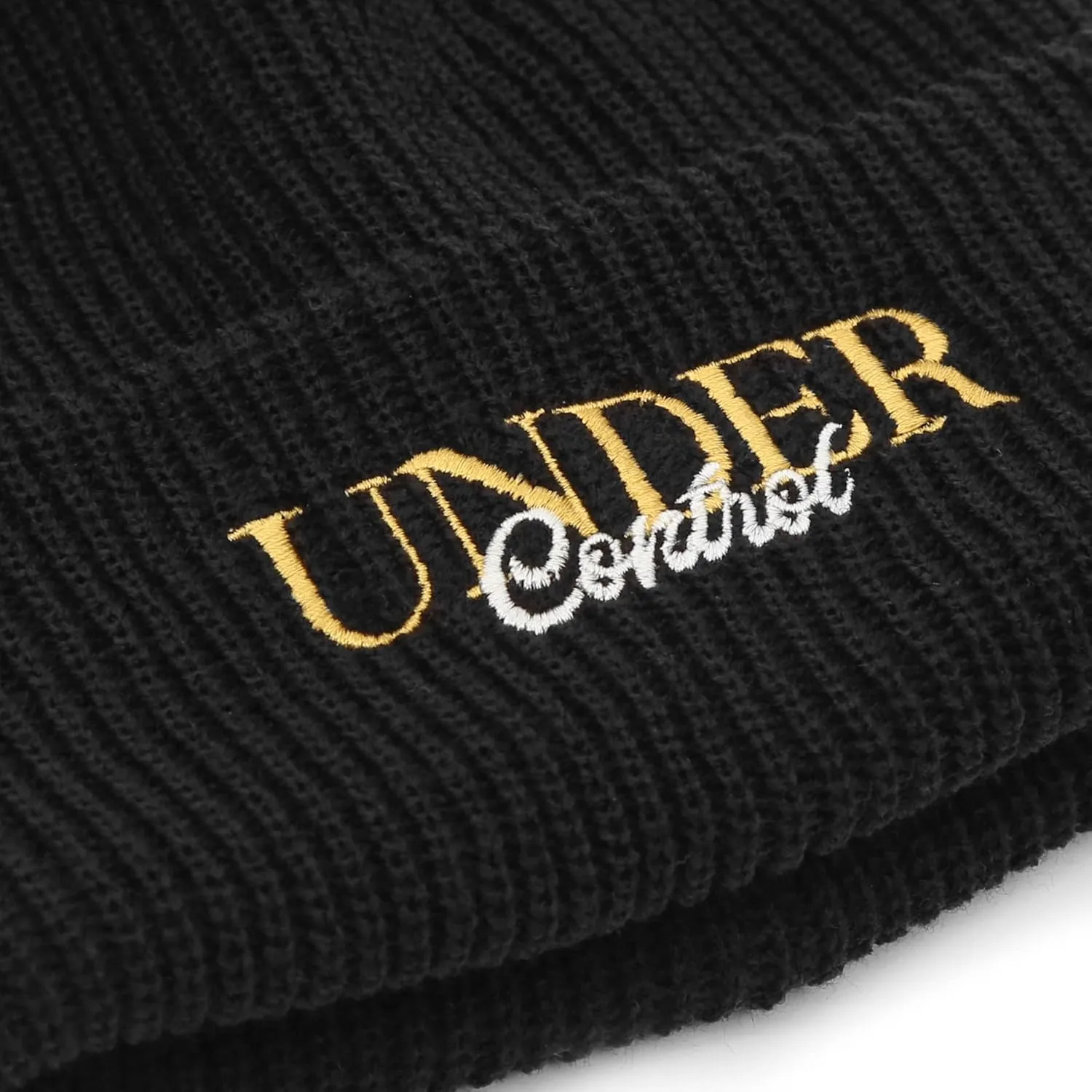 UNDERCONTROL Logo Label Patch Unisex Fall Winter Short Thick Cuffed Rollup Warm Beanie Korea Trawler Fisherman Knit Skull Hat