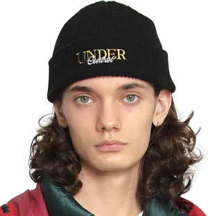 UNDERCONTROL Logo Label Patch Unisex Fall Winter Short Thick Cuffed Rollup Warm Beanie Korea Trawler Fisherman Knit Skull Hat