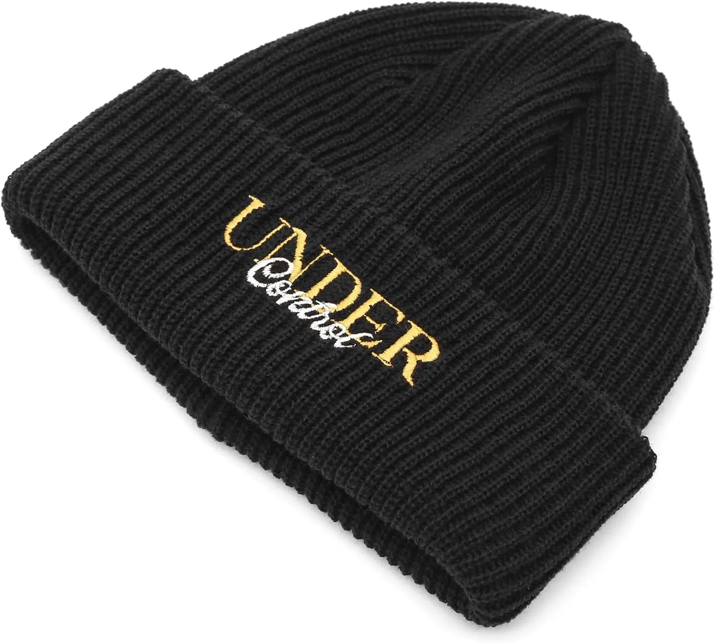 UNDERCONTROL Logo Label Patch Unisex Fall Winter Short Thick Cuffed Rollup Warm Beanie Korea Trawler Fisherman Knit Skull Hat