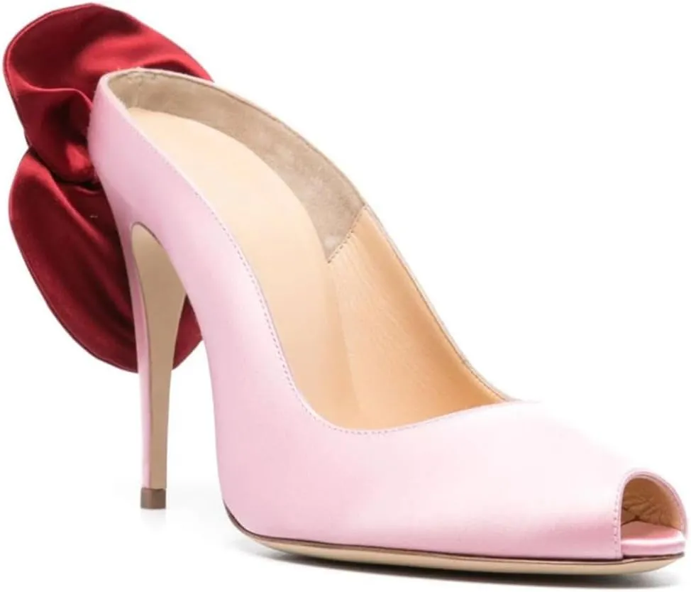Vertundy High-Heeled Floral Mules For Women Pearl Pointed Closed Toe Backless Velvet Mules Sandals Slip On Bridal Wedding Mule Pumps Black