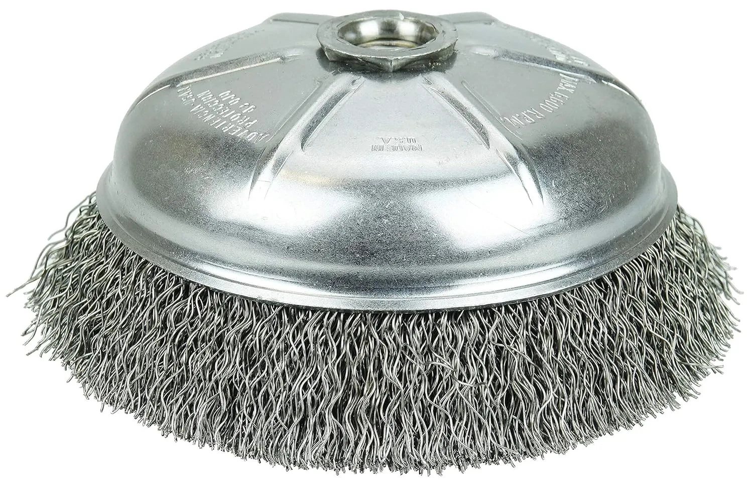 Weiler 14066 6" Crimped Wire Cup Brush , .014" Steel Fill, 5/8"-11 UNC NUT, Made in the USA
