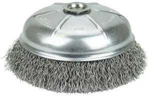 Weiler 14066 6" Crimped Wire Cup Brush , .014" Steel Fill, 5/8"-11 UNC NUT, Made in the USA