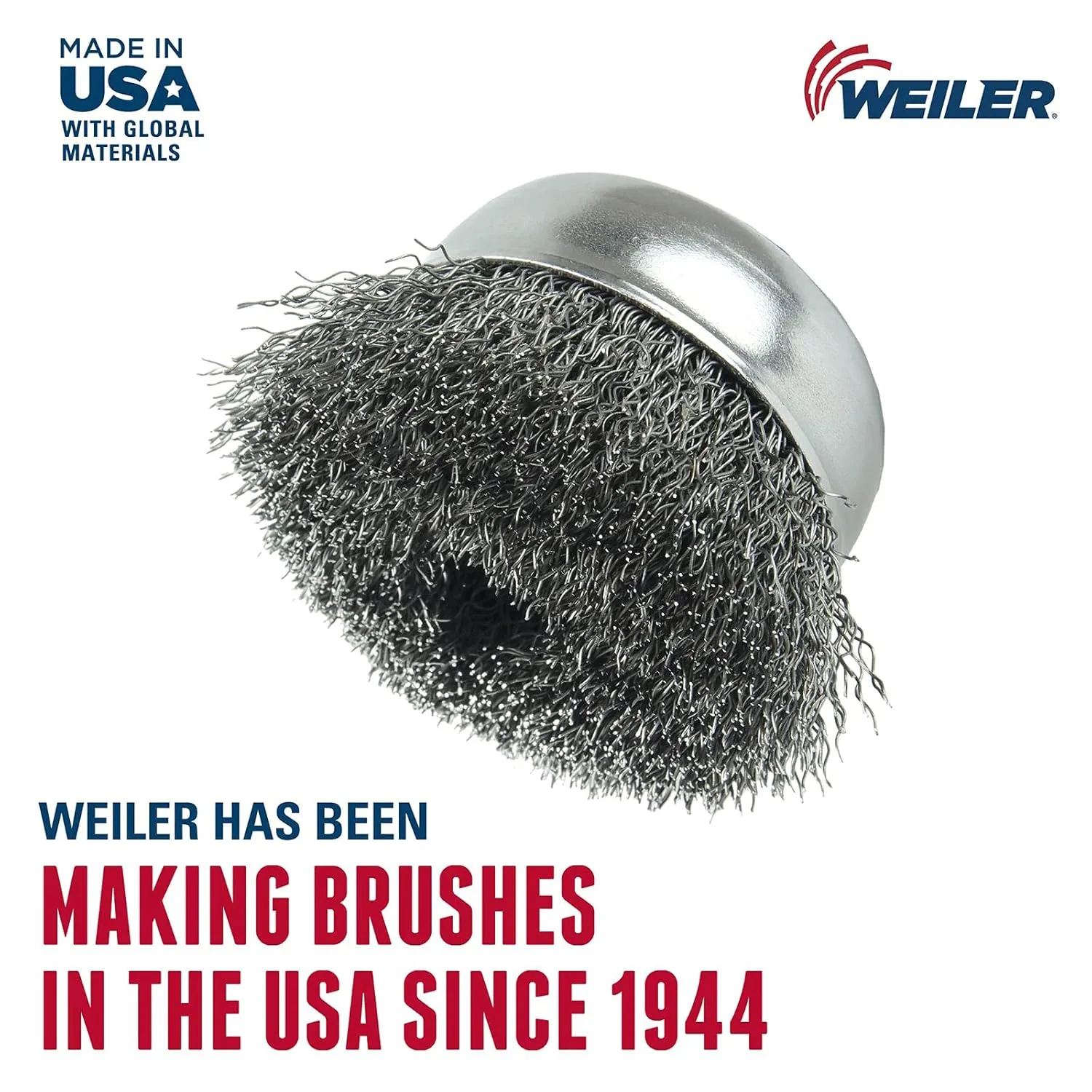 Weiler 14066 6" Crimped Wire Cup Brush , .014" Steel Fill, 5/8"-11 UNC NUT, Made in the USA