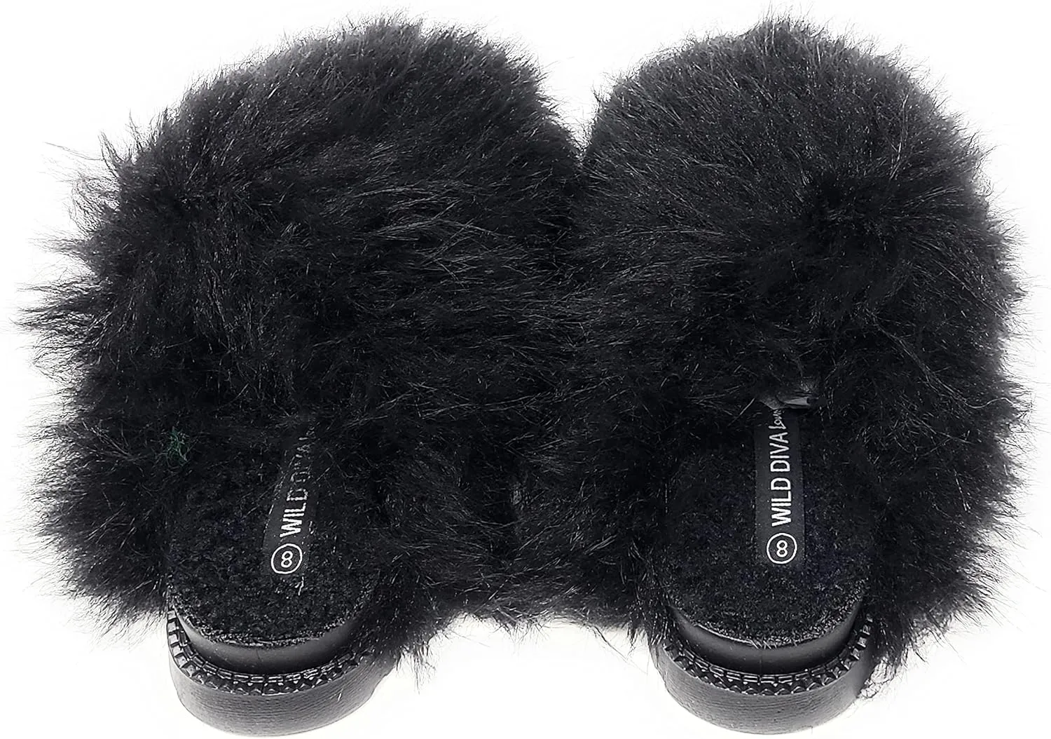 Wild Diva Women's Fluffy Faux Fur Slip On Flat Sandal Furry Fuzzy Slippers Gata-01