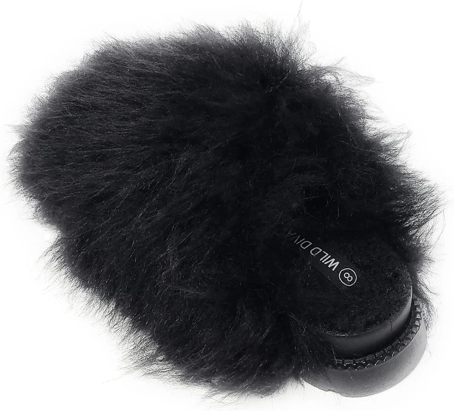Wild Diva Women's Fluffy Faux Fur Slip On Flat Sandal Furry Fuzzy Slippers Gata-01