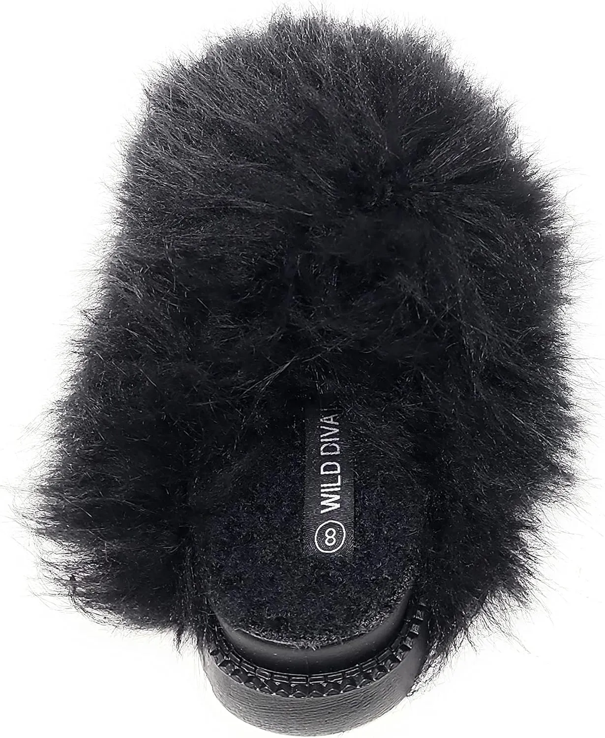 Wild Diva Women's Fluffy Faux Fur Slip On Flat Sandal Furry Fuzzy Slippers Gata-01