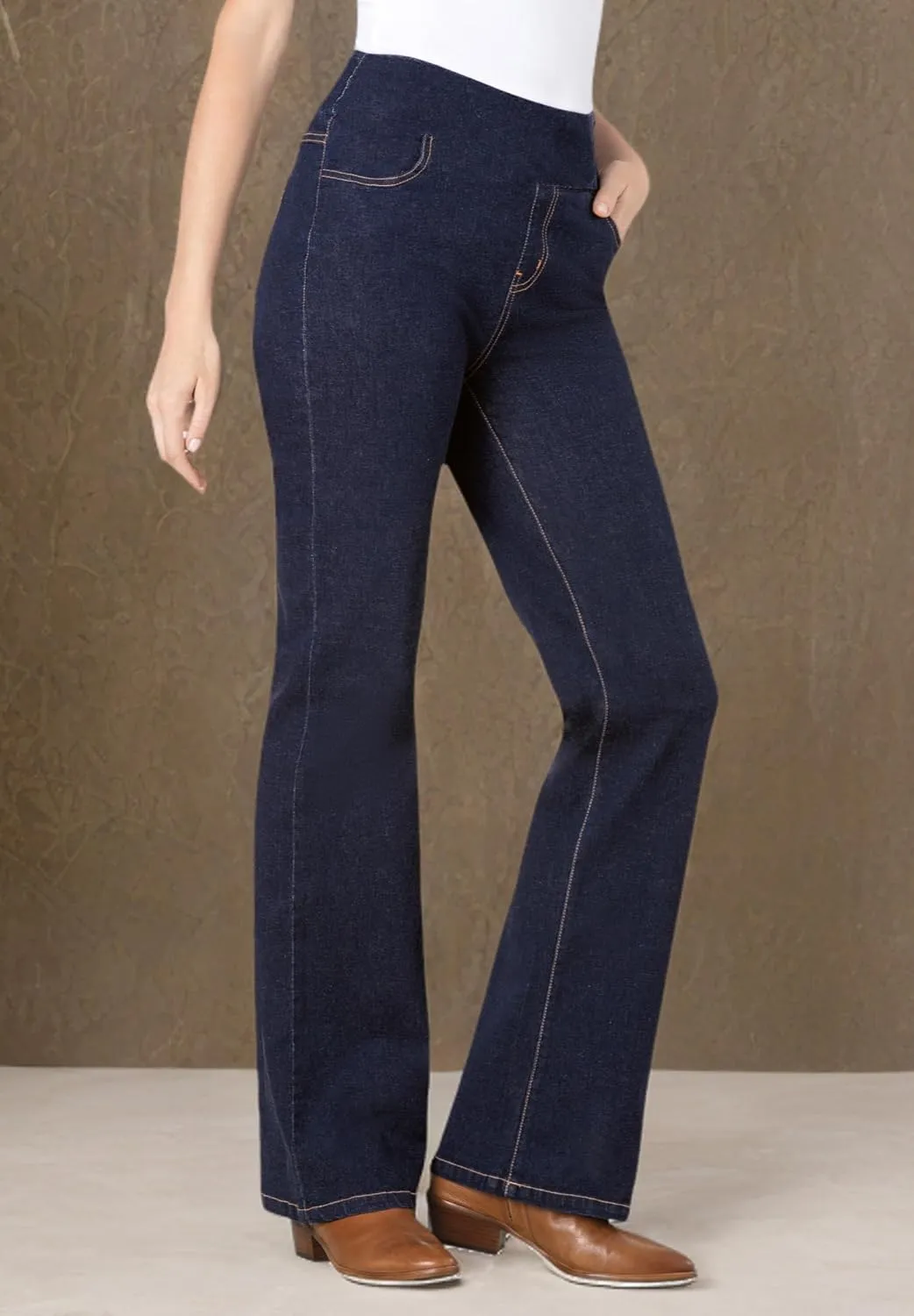 Woman Within Plus Size Flex-Fit Pull-On Bootcut Jean