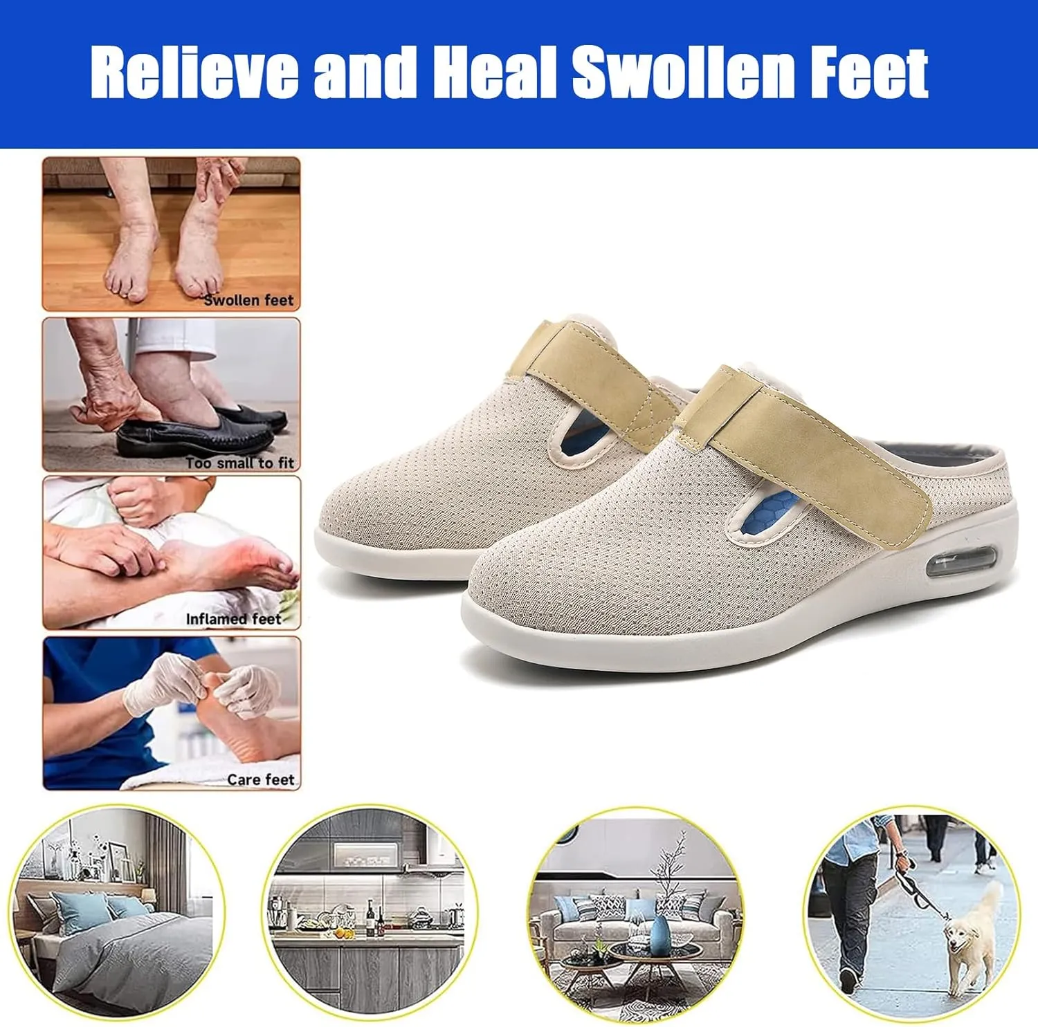 Women Men Diabetic Slippers,Extra Wide Orthopedic ls with Memory Foam,Walking Shoes Breathable Elderly Arthritis Edema Swollen Valgus Shoes
