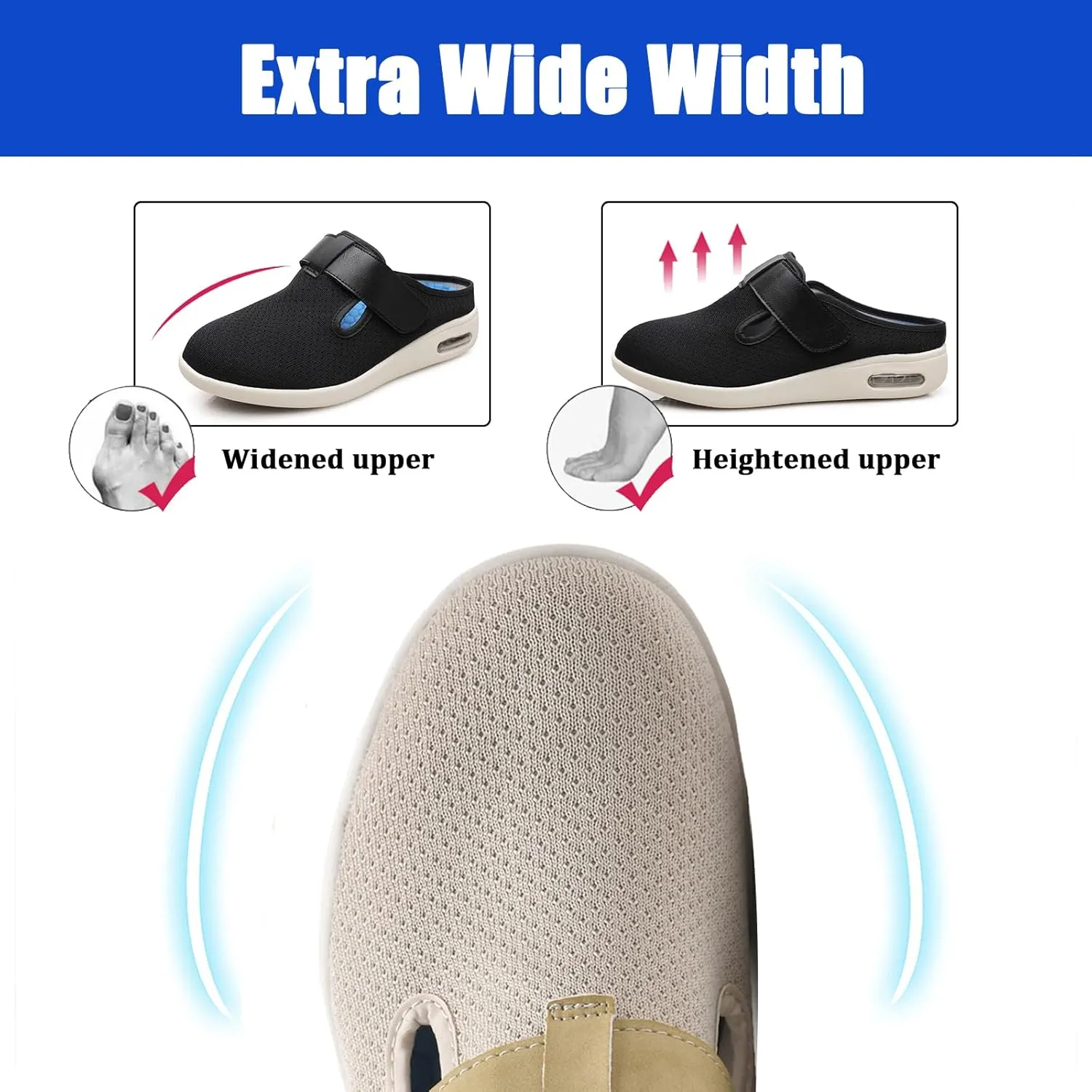 Women Men Diabetic Slippers,Extra Wide Orthopedic ls with Memory Foam,Walking Shoes Breathable Elderly Arthritis Edema Swollen Valgus Shoes