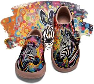 Women's Art Painted Travel Shoes Slip On Casual Leather Loafers Lightweight Comfort Fashion Sneaker