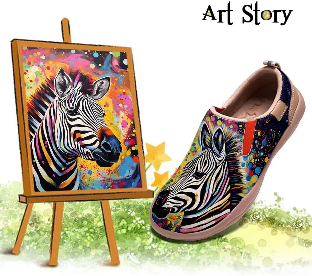 Women's Art Painted Travel Shoes Slip On Casual Leather Loafers Lightweight Comfort Fashion Sneaker