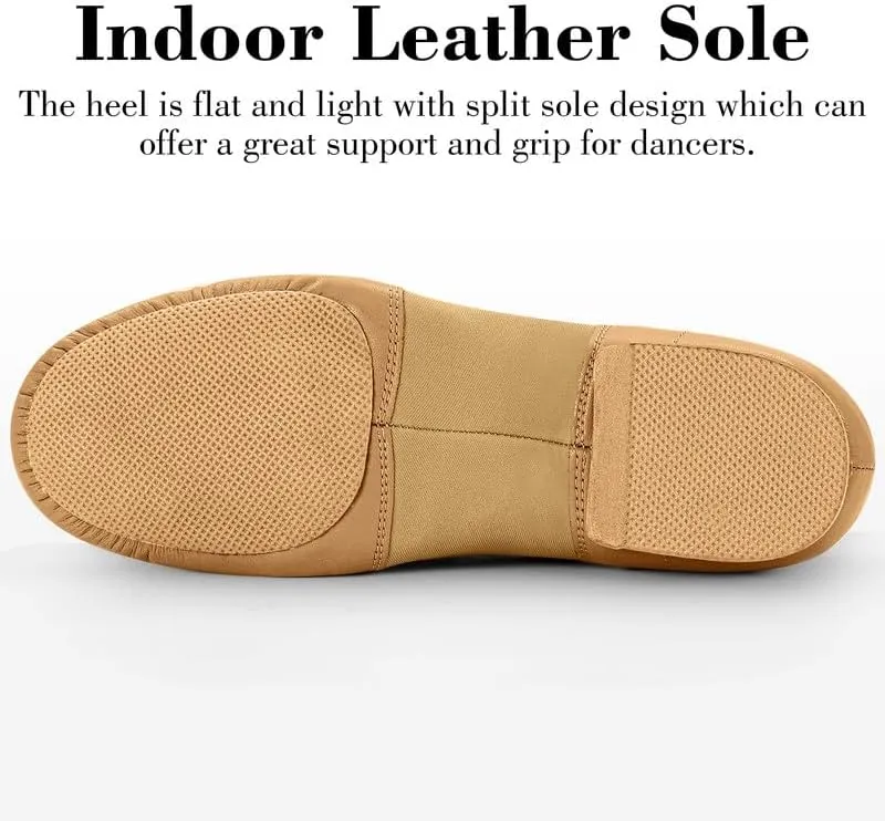 Women's Jazz Shoes Leather Split Sole Dance Shoes for Women Men, Black Brown