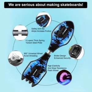 XUDREZ Caster Board Skateboard, Compact and Lightweight Caster Board Deluxe Junior Caster Board in Amazing 8 Color with Illuminating Wheels and 360 Degree Casters for More Excitement and Fun