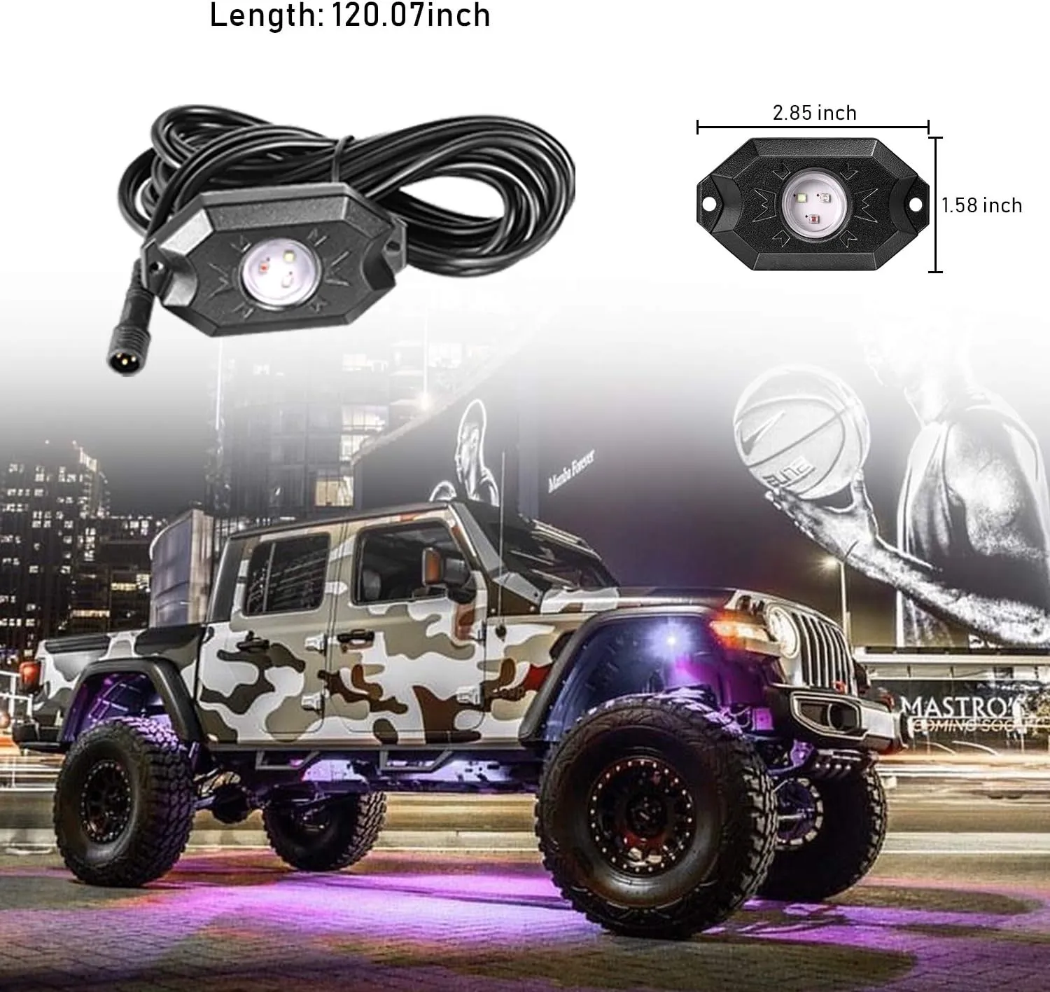 YCHOW-TECH RGB LED Rock Lights Kit, 6 Pods Wireless IP68 Waterproof Multicolor Wheel Well Underglow Neon Light with Bluetooth App Control, Flashing Music Mode for Truck, ATV, UTV, RZR, SUV