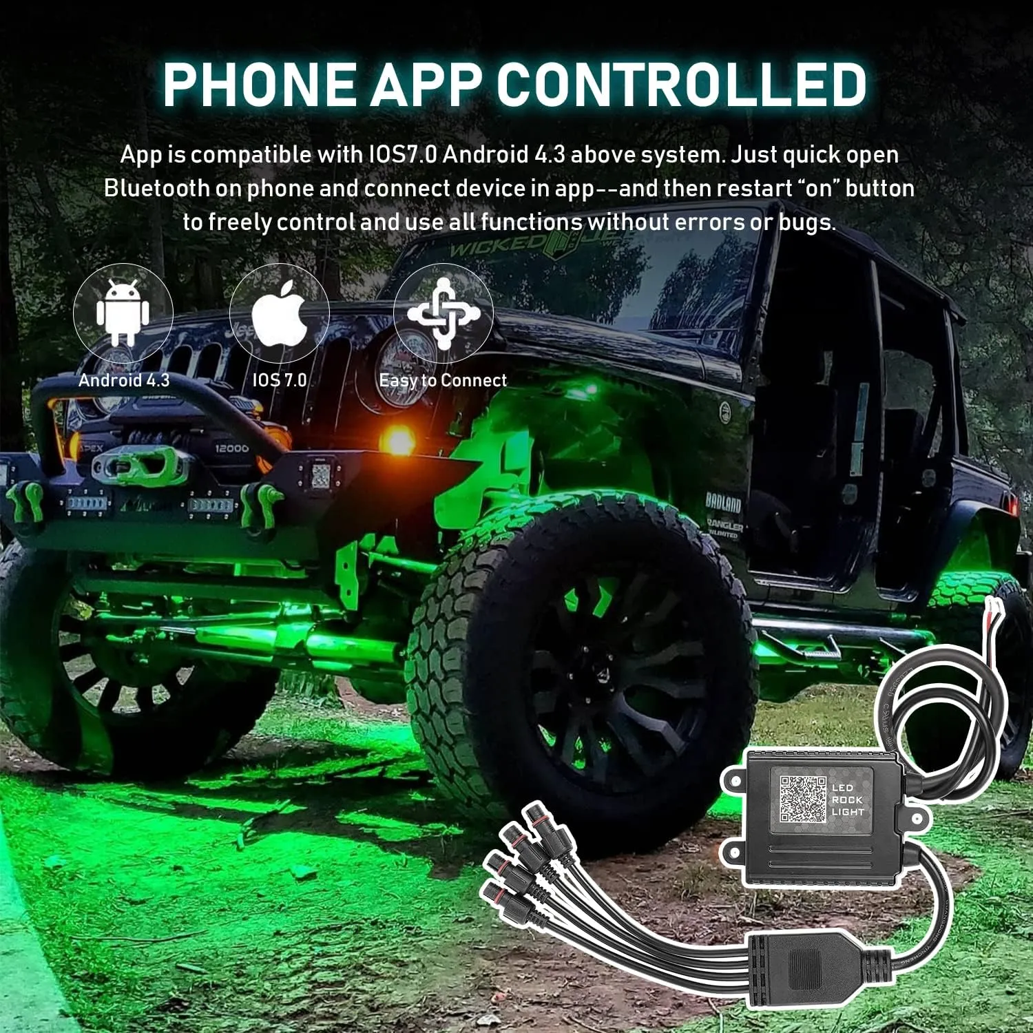YCHOW-TECH RGB LED Rock Lights Kit, 6 Pods Wireless IP68 Waterproof Multicolor Wheel Well Underglow Neon Light with Bluetooth App Control, Flashing Music Mode for Truck, ATV, UTV, RZR, SUV