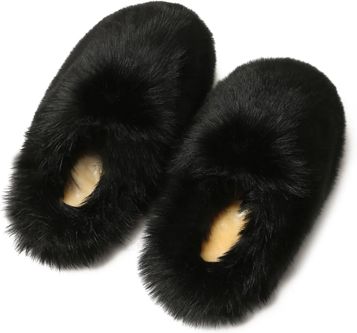 YESBOR Women's Faux Fur Fluffy Fuzzy Slippers Closed Toe Warm Winter House Slides Shoes