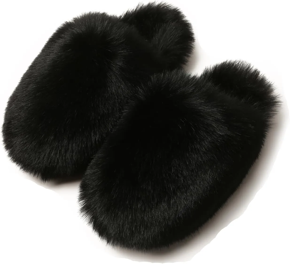 YESBOR Women's Faux Fur Fluffy Fuzzy Slippers Closed Toe Warm Winter House Slides Shoes