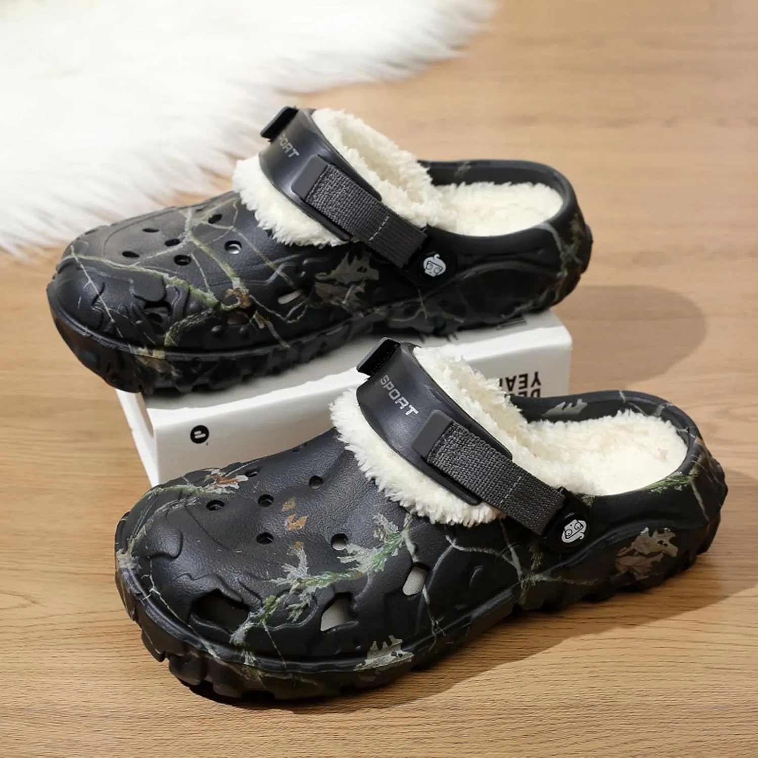 YUKTOPA Unisex Garden Clogs House Slippers Fur Lined Winter Breathable Walking Garden Shoes Warm Non-Slip Mule Footwear