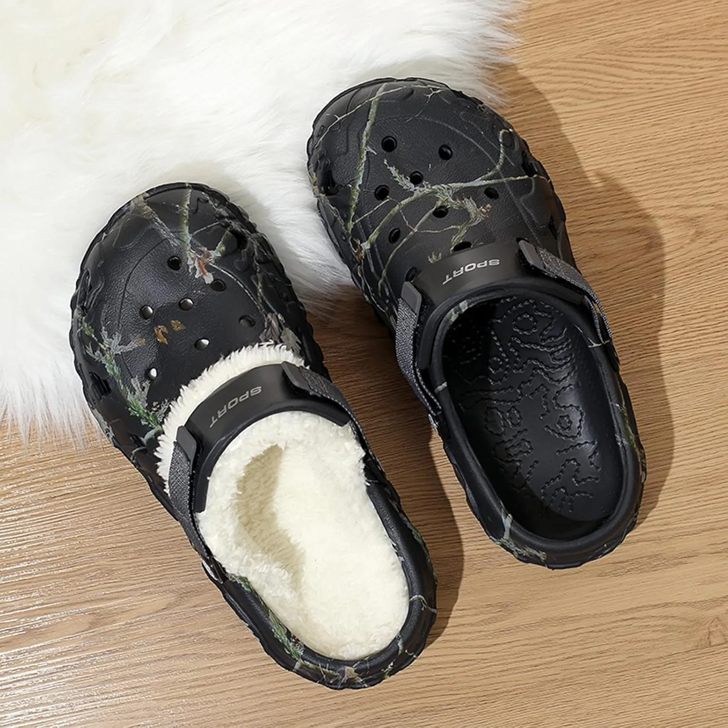 YUKTOPA Unisex Garden Clogs House Slippers Fur Lined Winter Breathable Walking Garden Shoes Warm Non-Slip Mule Footwear