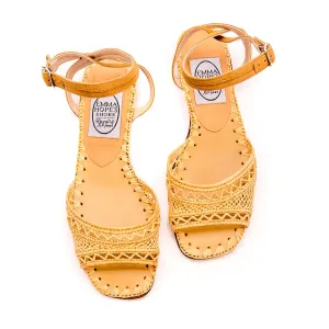 Zig Zag Raffia Open Flat Sandal-Natural
